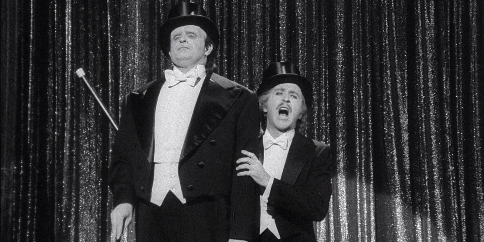 Gene Wilder as Dr. Frankenstein and Peter Boyle as the monster singing "Puttin' on the Ritz" in Young Frankenstein