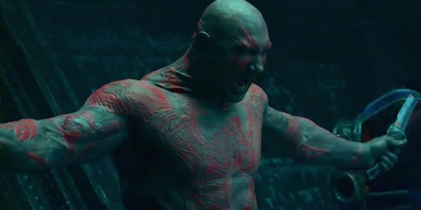 Drax in battle in Guardians of the Galaxy.