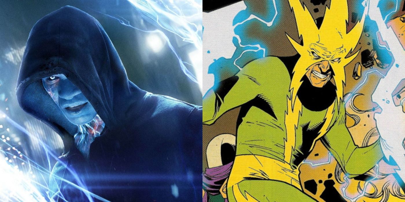 Split image of Electro in movies and comics