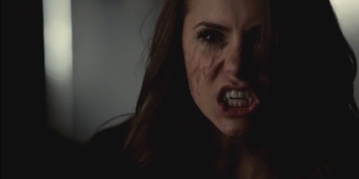 Elena's vampire face in The Vampire Diaries