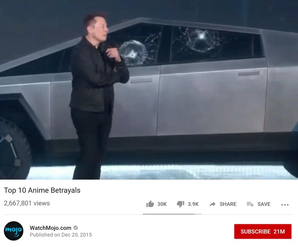 Elon Musk Breaks The Tesla Trucks Window In Anime Betrayal Format
