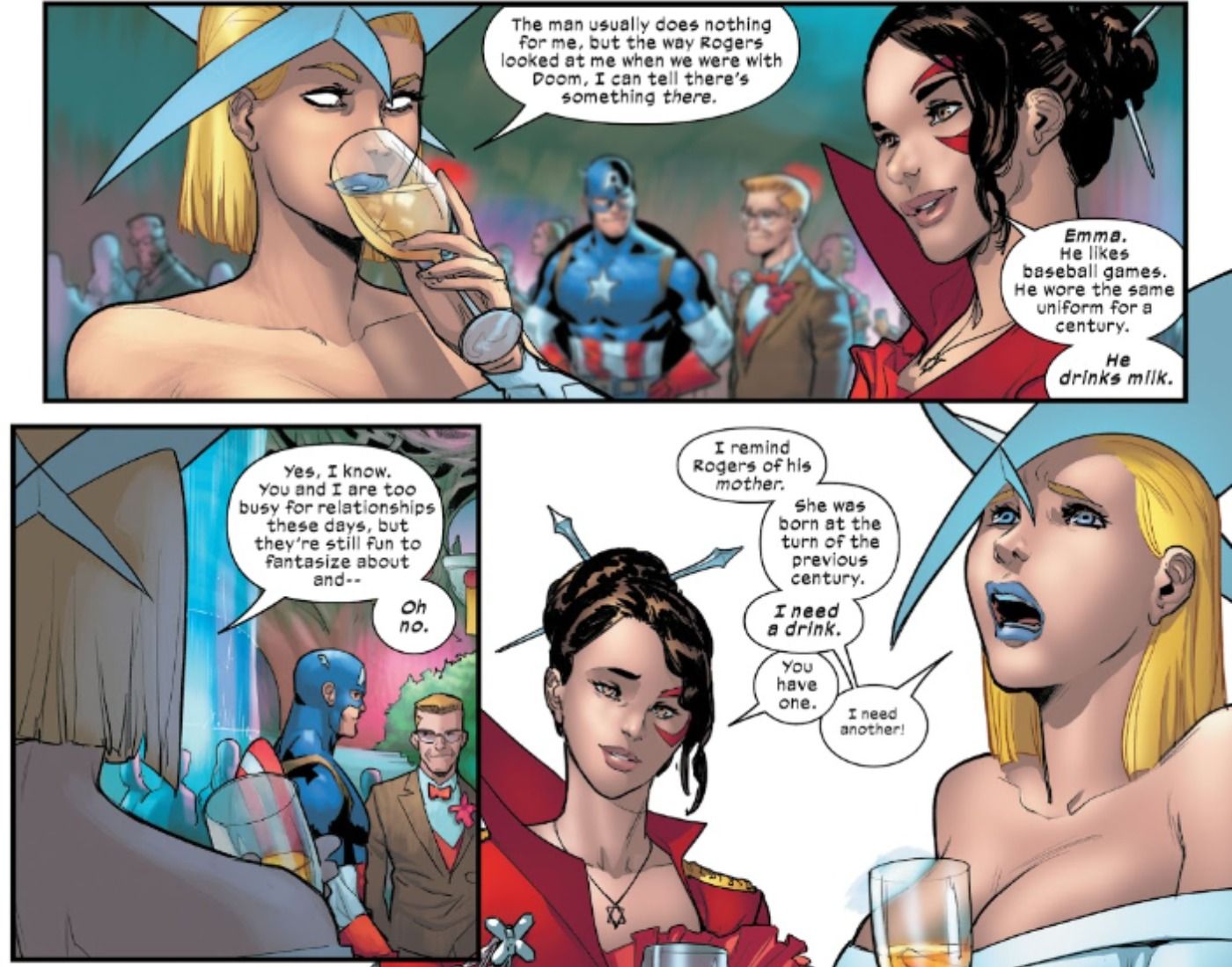 Emma Frost and Kitty Pryde Discuss Captain America