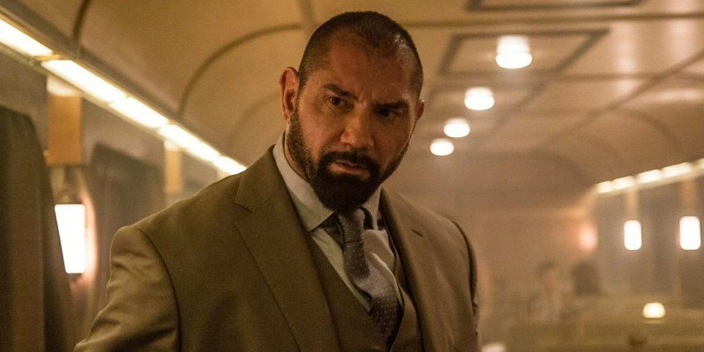 Dave Bautista as Hinx on train in Spectre