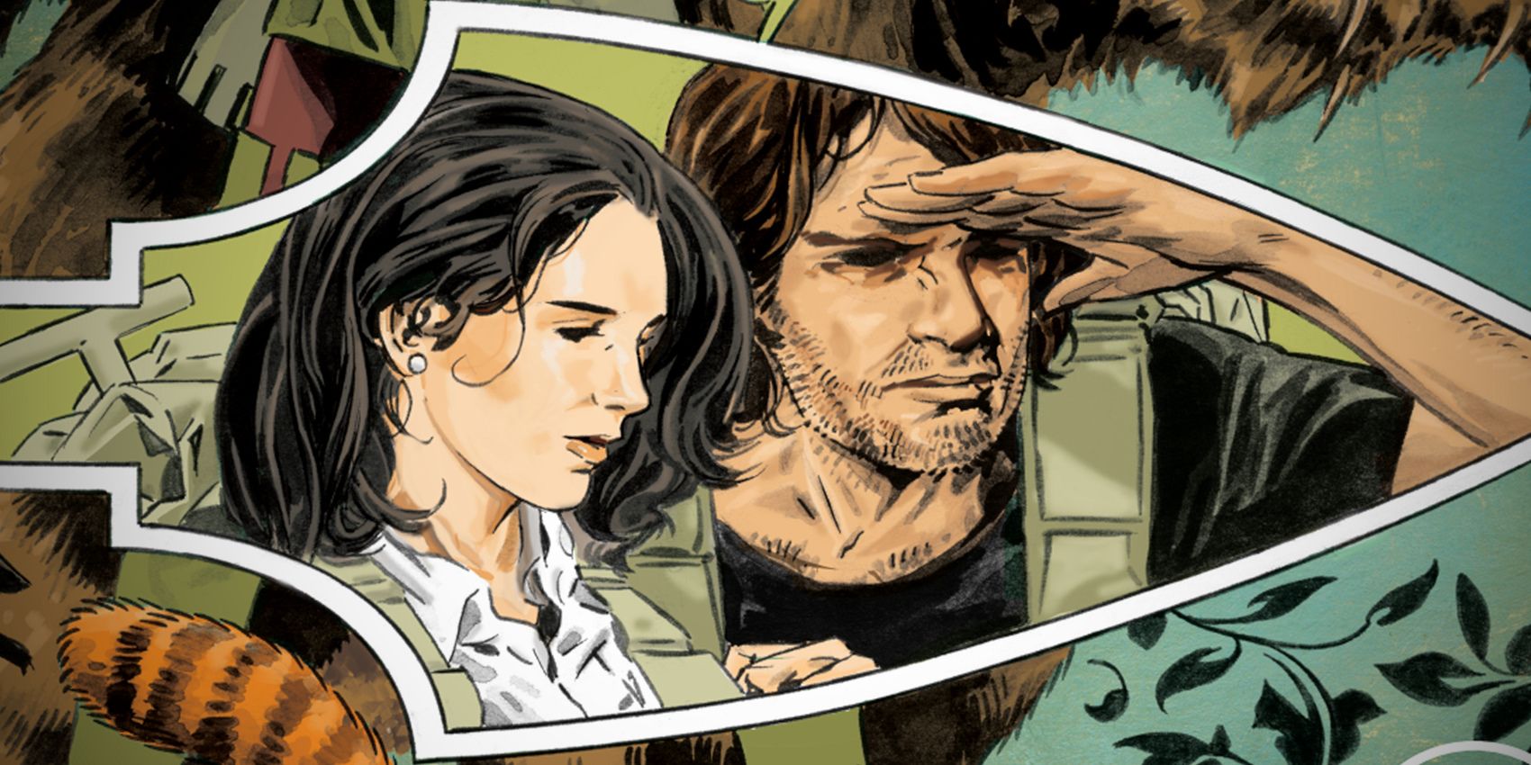 Bigsby and Cinerdella look in the distance in Fables.