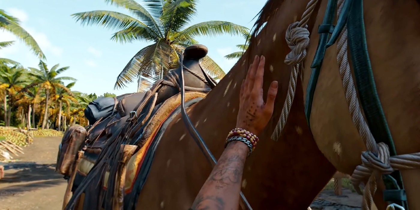 Far Cry 6 Dani Hand With Domino Tattoo Patting Horse