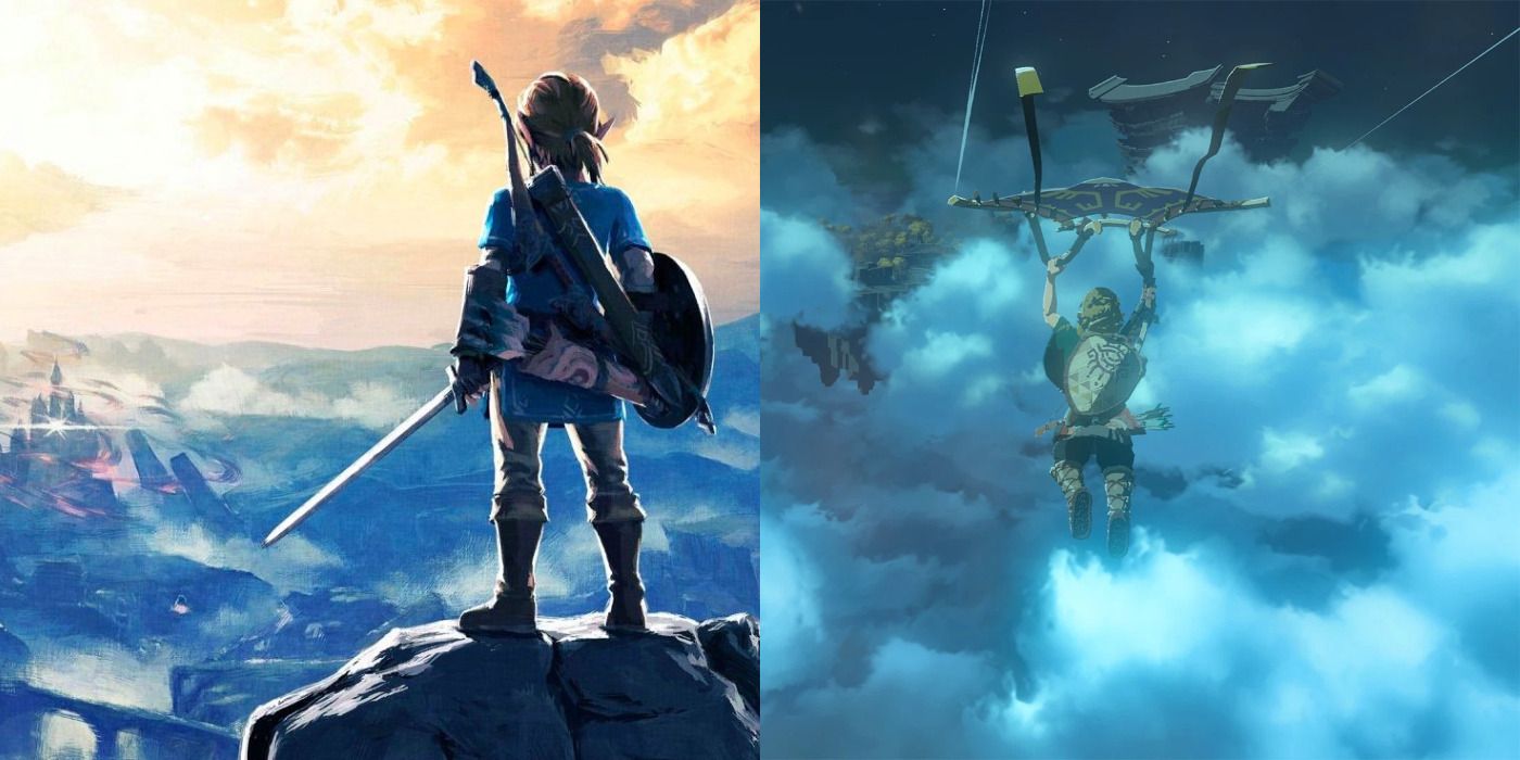 Feature image showing key art from BoTW 1 and gameplay from the sequel.
