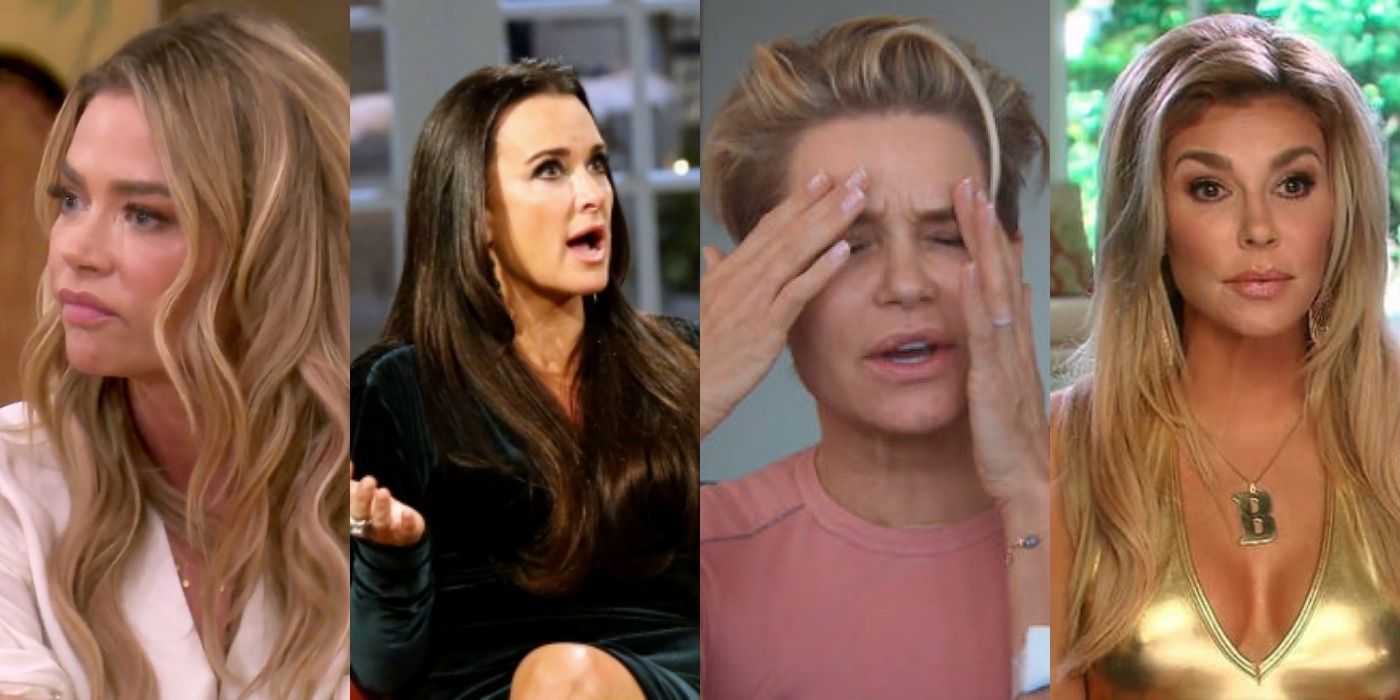 Housewives looking distraught including Denise, Kyle and Yolanda