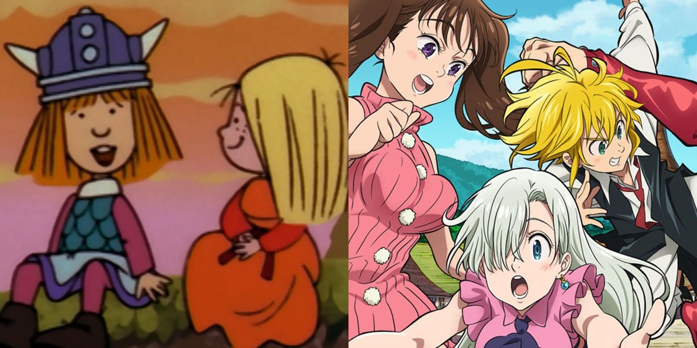 Split image of Vicky the Viking and Seven Deadly Sins stills