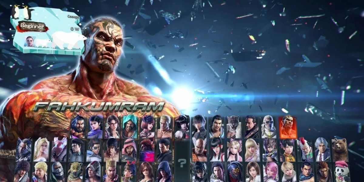 A screenshot of Tekken 7's roster.