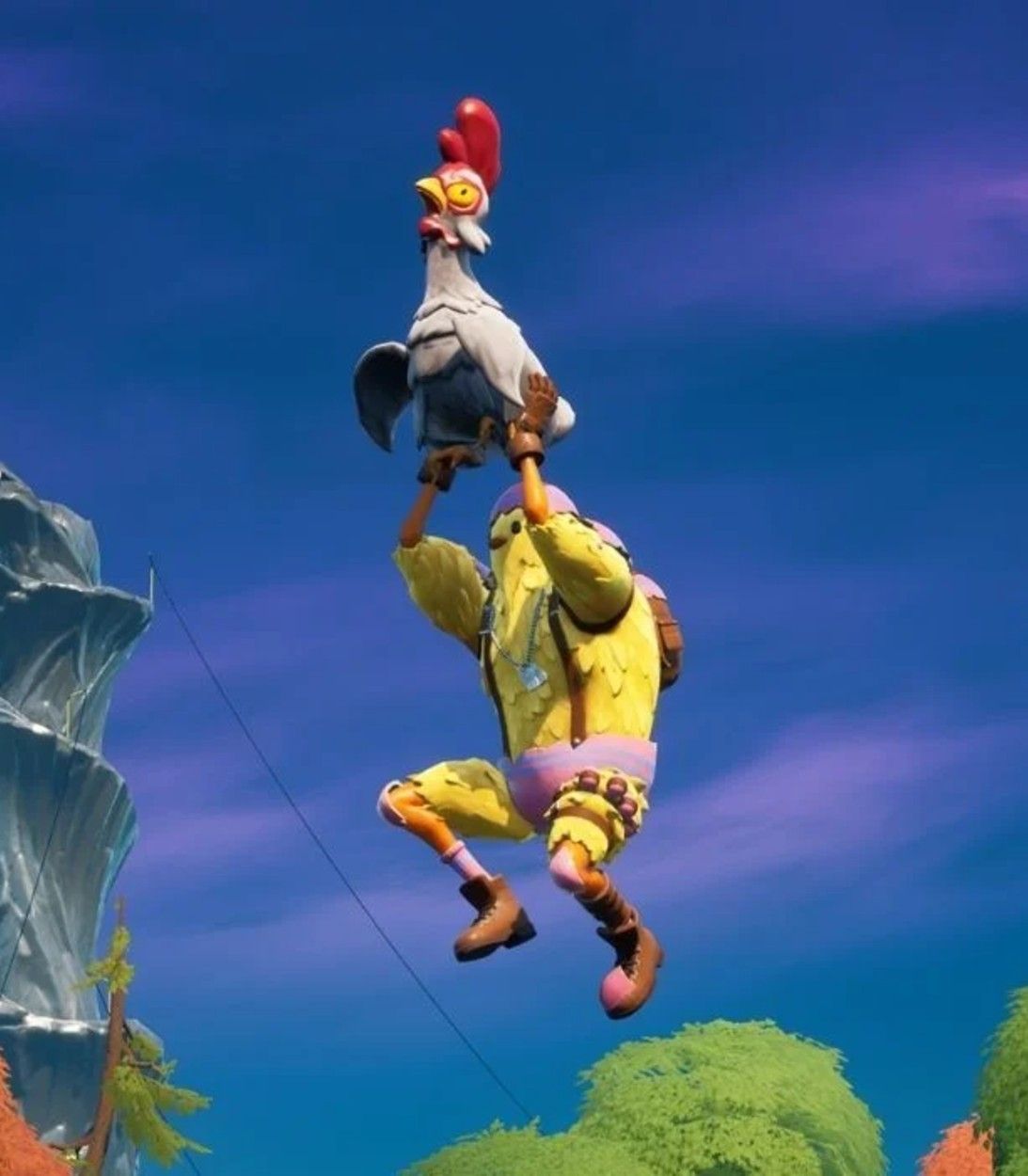 A player glides with a chicken in Fortnite Season 6