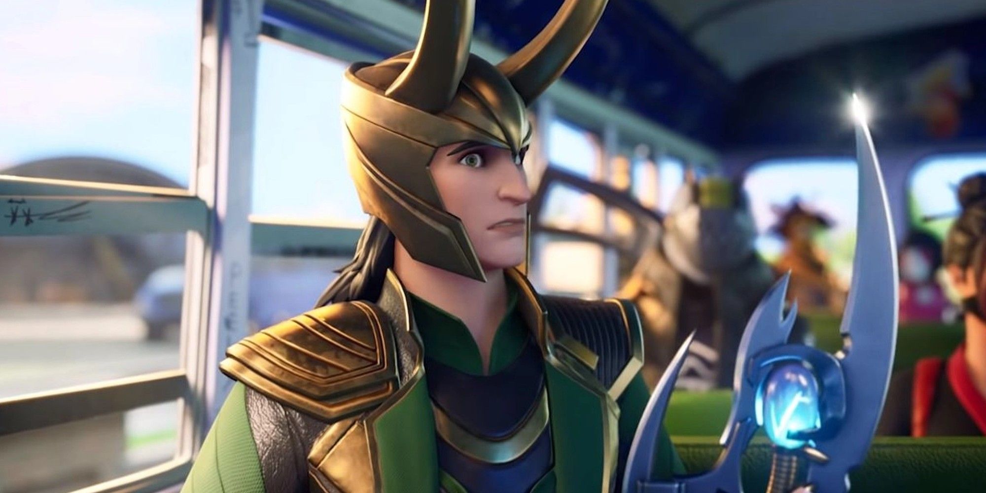 Loki on the Battle Bus in Fortnite