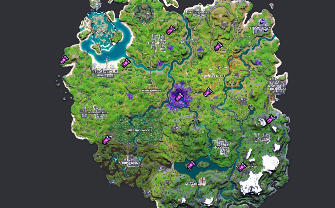 Locations for Alien Artifacts in Fortnite Season 7 for Week 1 and Week 2