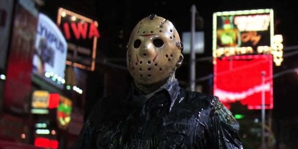 Jason standing in Time Square in Friday the 13th Part VIII