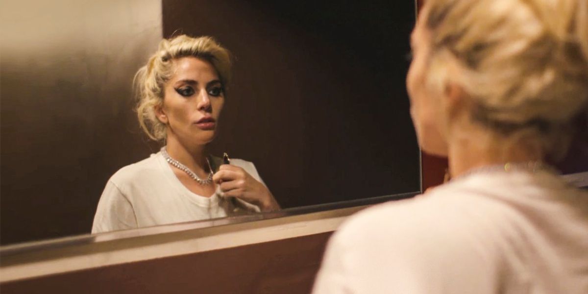 Lady Gaga looking into mirror in Gaga: Five Foot Two