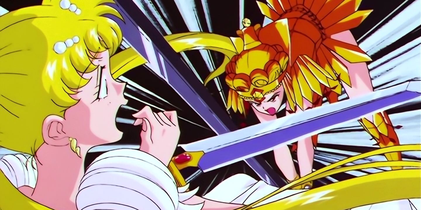 Galaxia attacks Princess Serenity in Sailor Moon