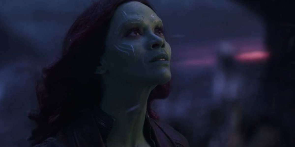 Gamora looking up at Thanos in Avengers: Infinity War
