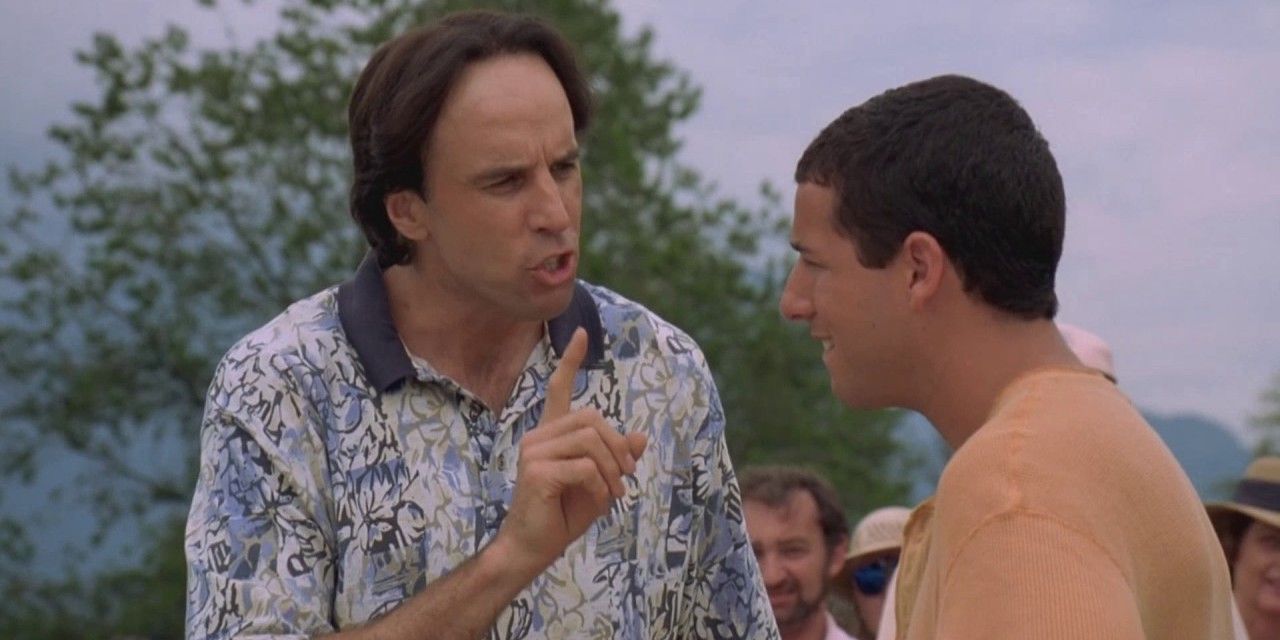 Gary Potter talking to Happy on the course in Happy Gilmore with his finger up