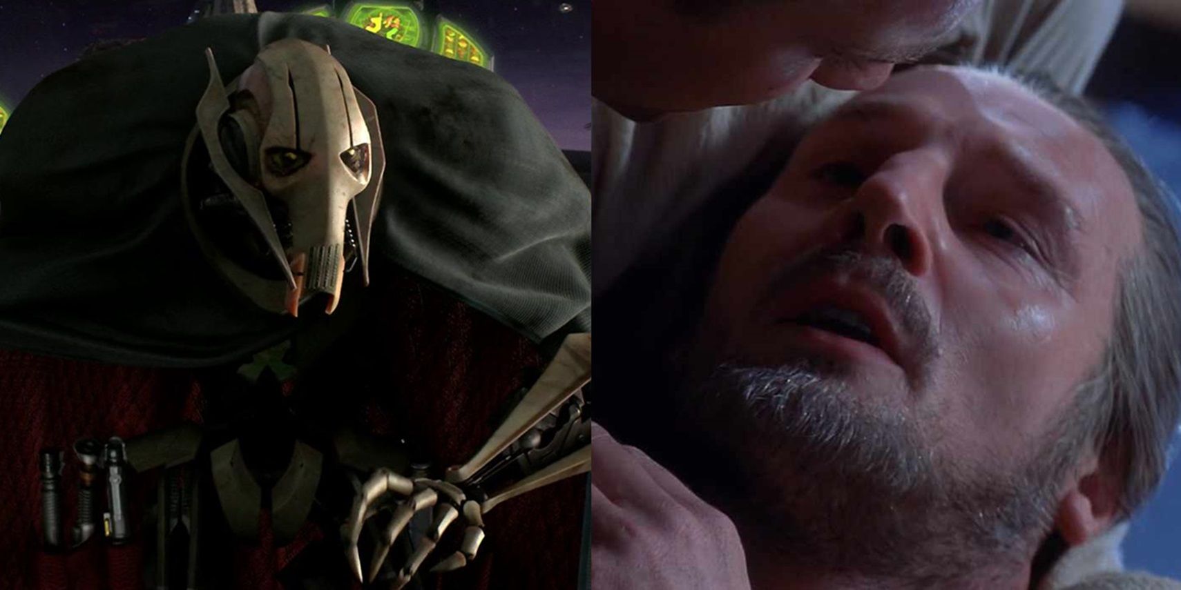 General Grievous in Revenge of the Sith and Qui-Gon in The Phantom Menace