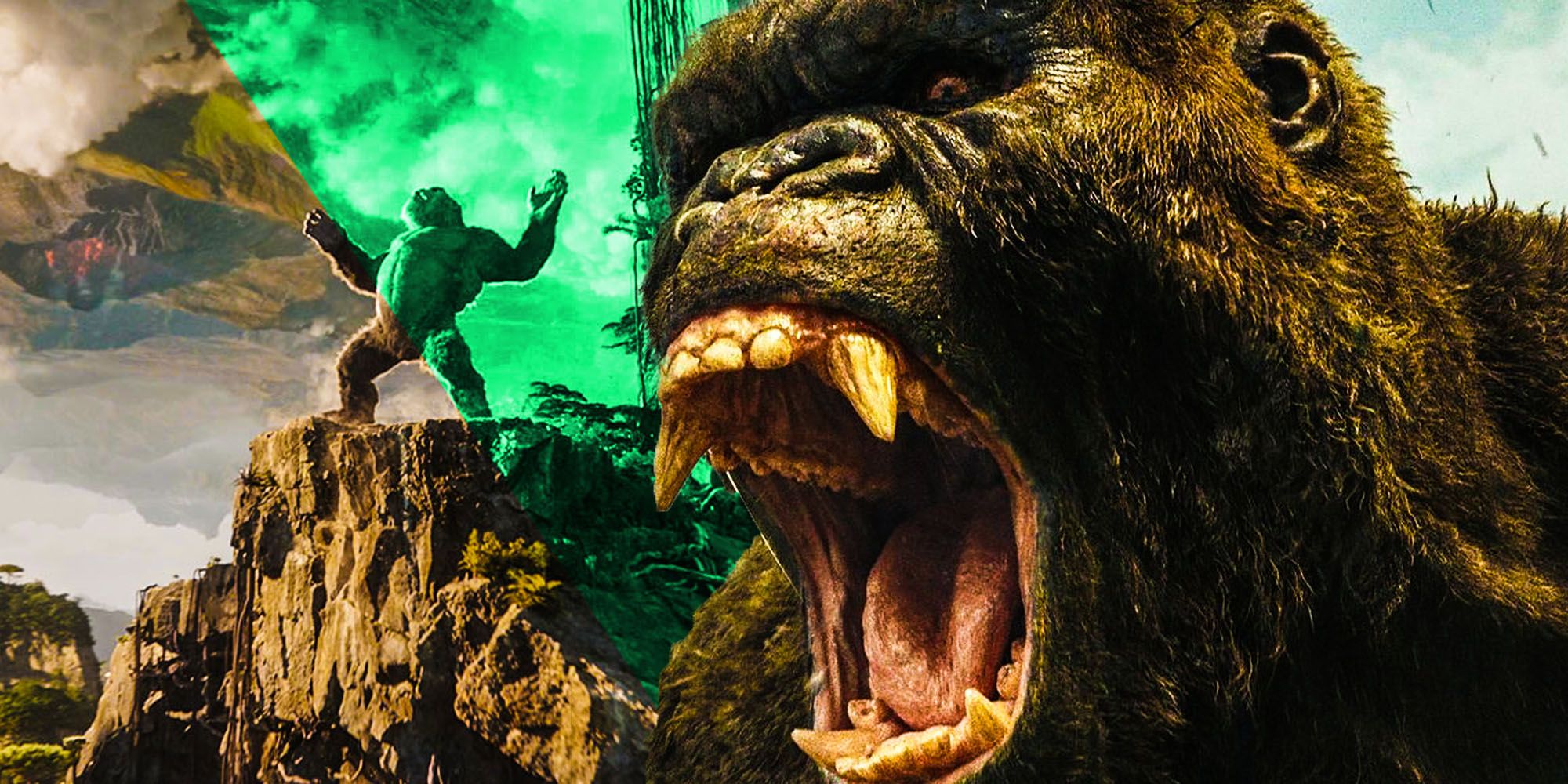 King Kong roaring on a mountain in Godzilla vs kong