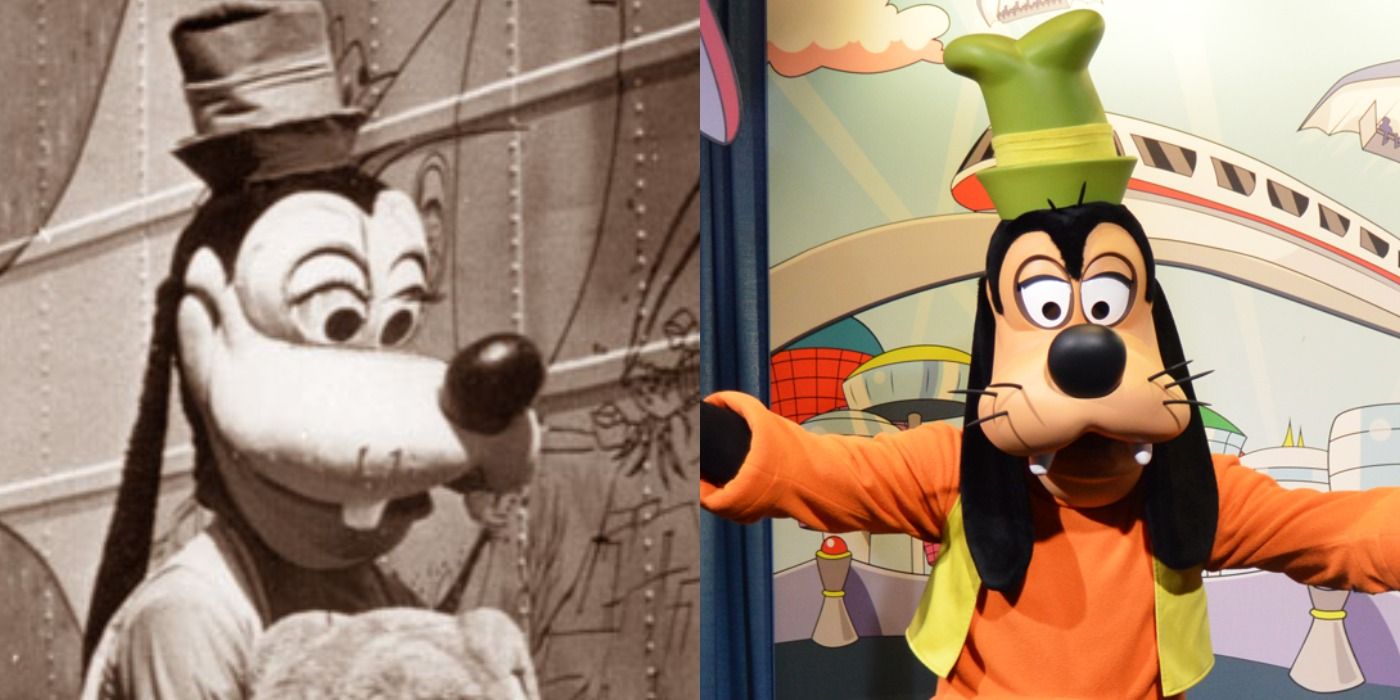 Goofy before and after his Disney Parks makeover