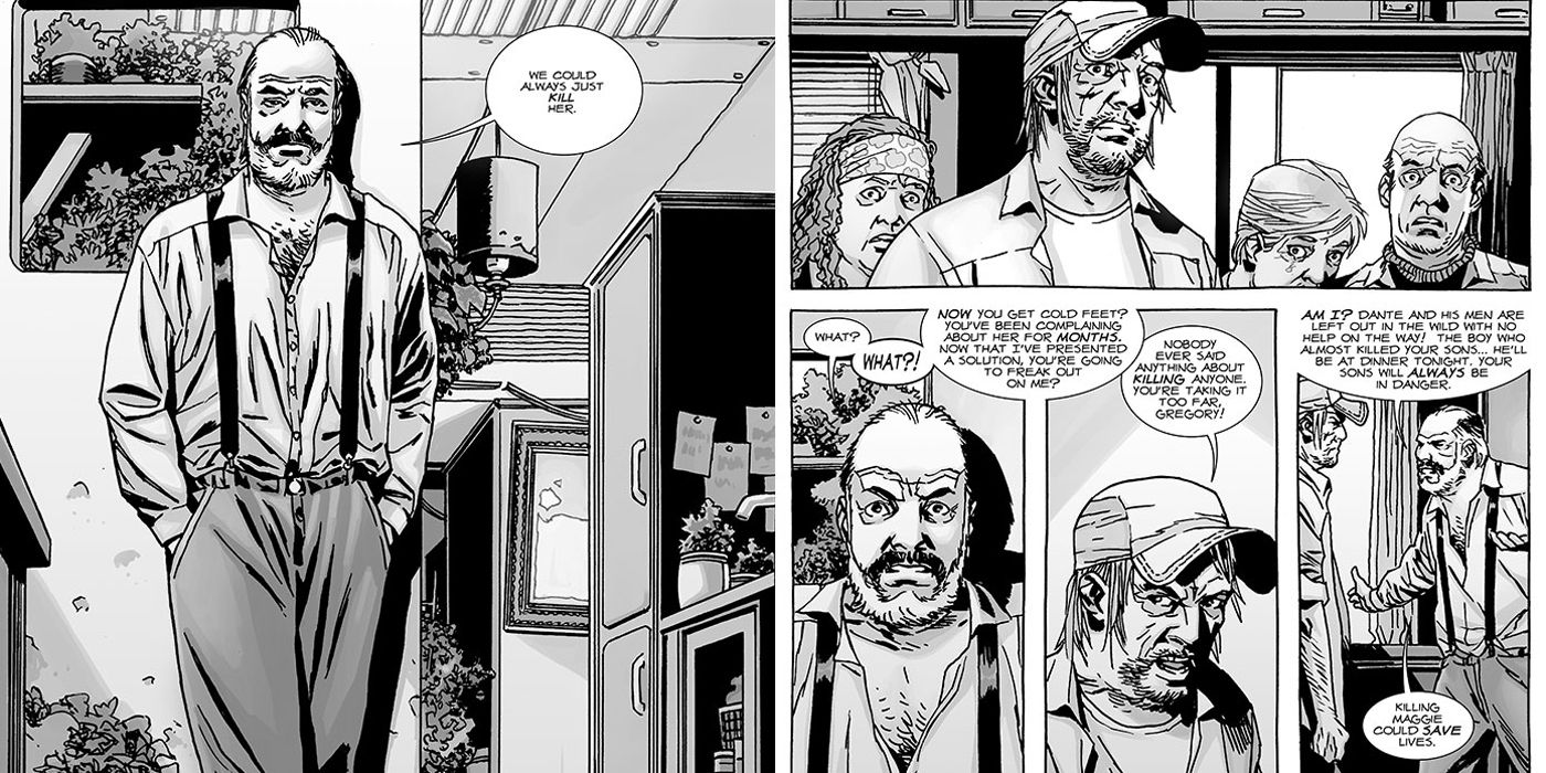 Gregory standing in his house in The Walking Dead comics.