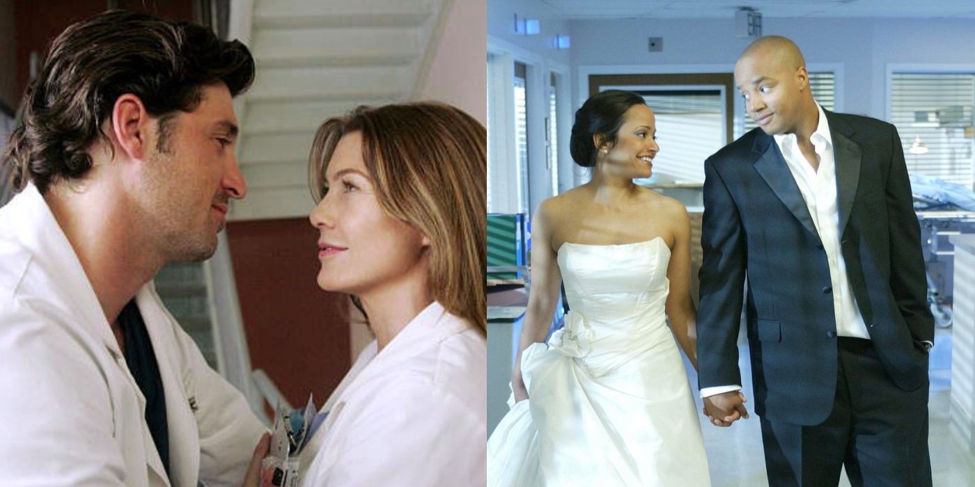 Derek and Meredith on Grey's Anatomy and Carla and Turk after getting married on Scrubs