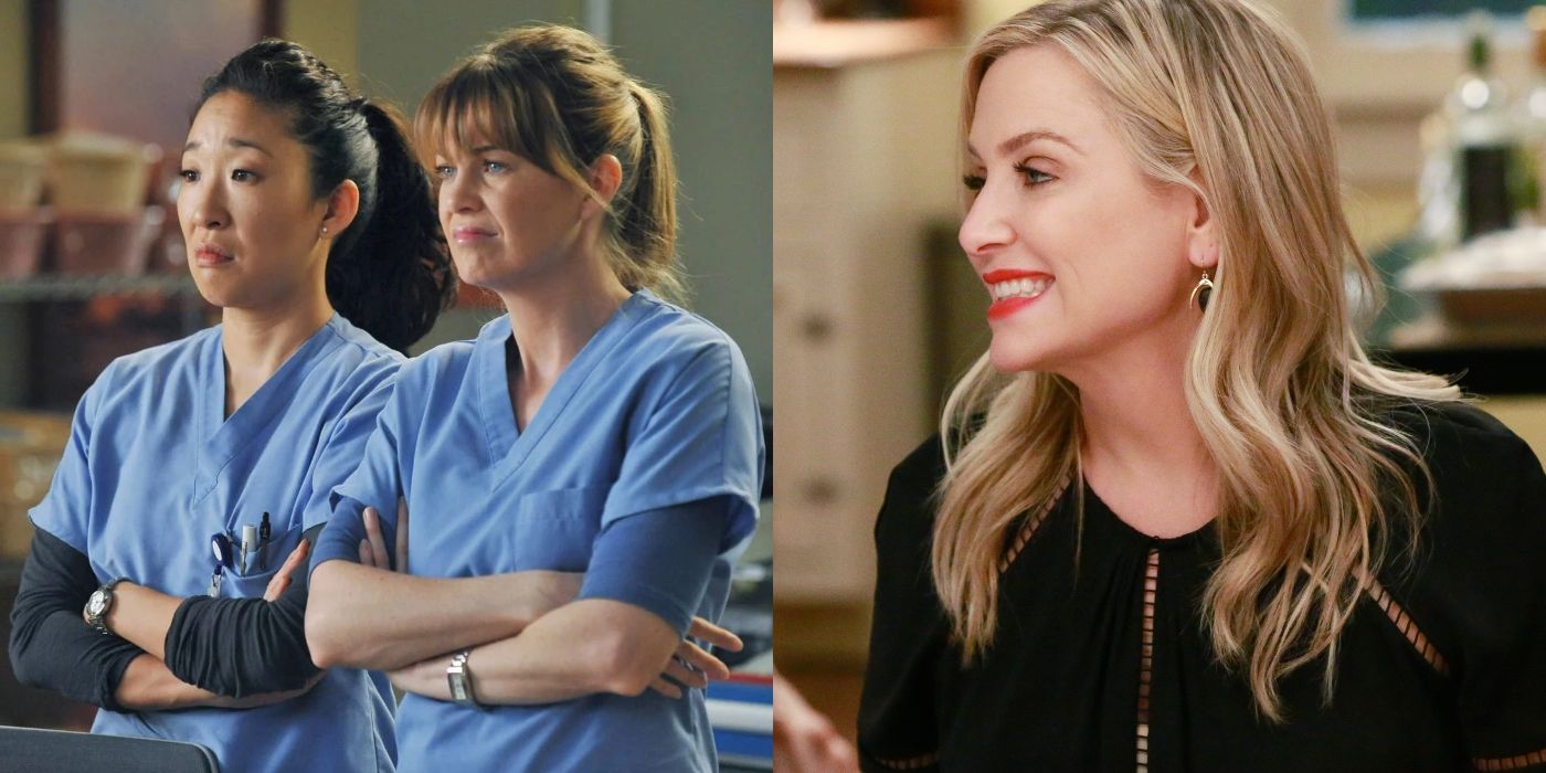 Cristina and Meredith standing at the hospital looking upset and Arizona smiling Grey's Anatomy featured image