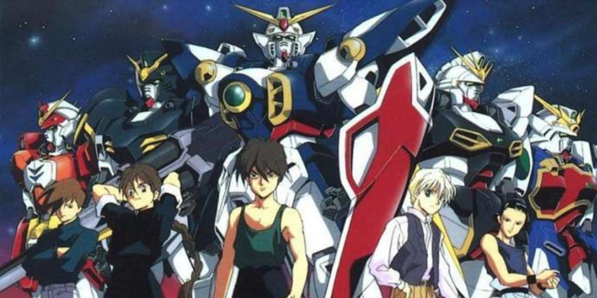 The cast of Wing and their personal Gundams.