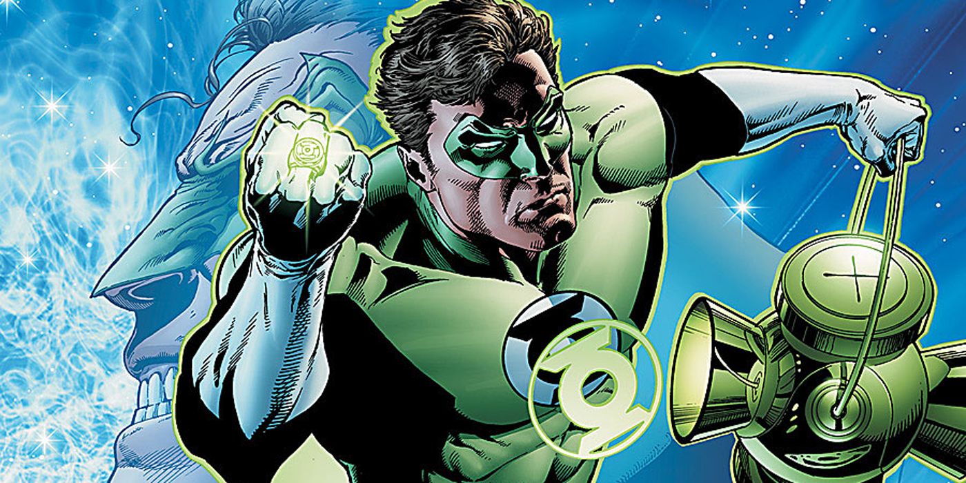 Hal Jordan as Green Lantern flying in space.