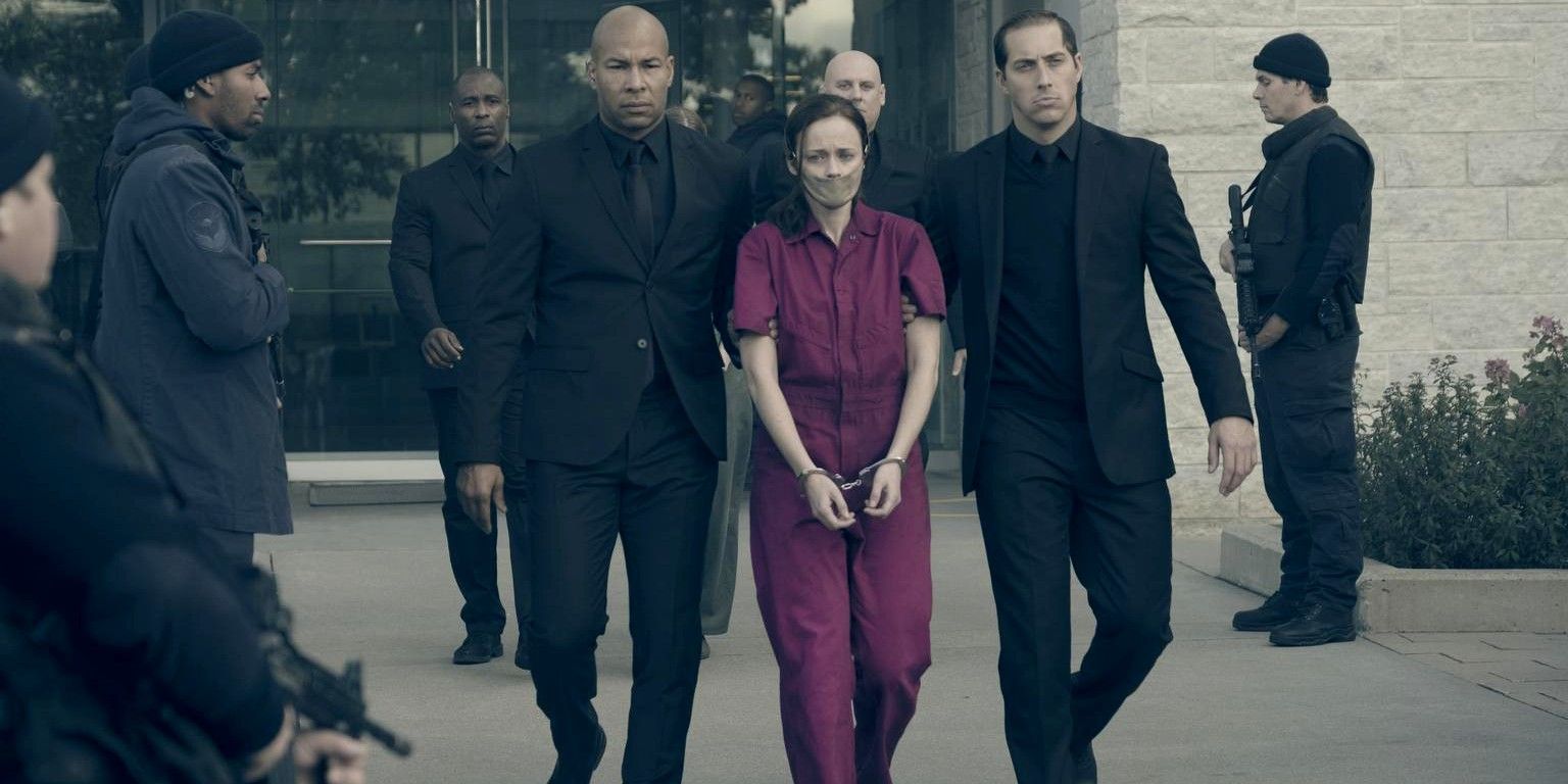 Emily (Ofglen) being arrested in The Handmaid's Tale