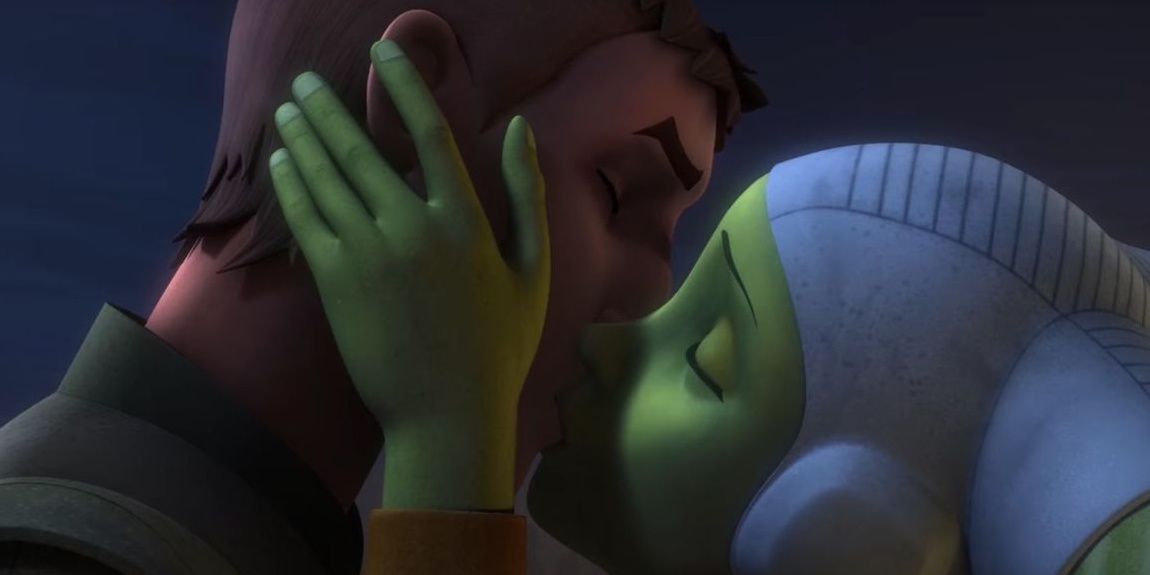 Hera and Kana's last kiss in Star Wars Rebels
