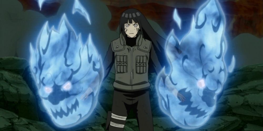 Hinata using her Twin Gentle Lion Fists