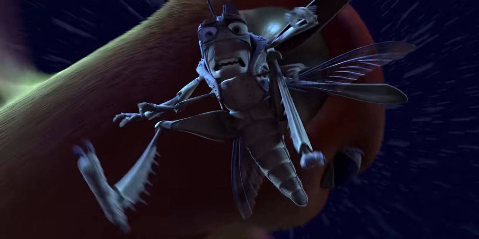 Hopper being fed to the baby birds in A Bug's Life