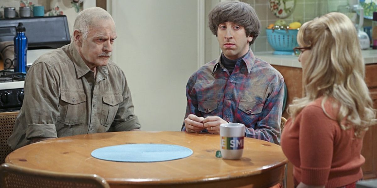 Howard and Mike covered in dust and talking to Bernadette on the Big Bang Theory