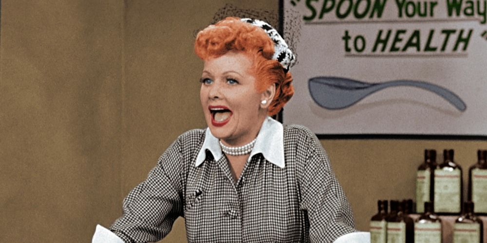 Lucy doing a TV commercial in I Love Lucy