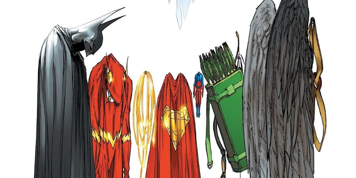 The capes of several DC heroes, like Batman and Superman, hung without owner