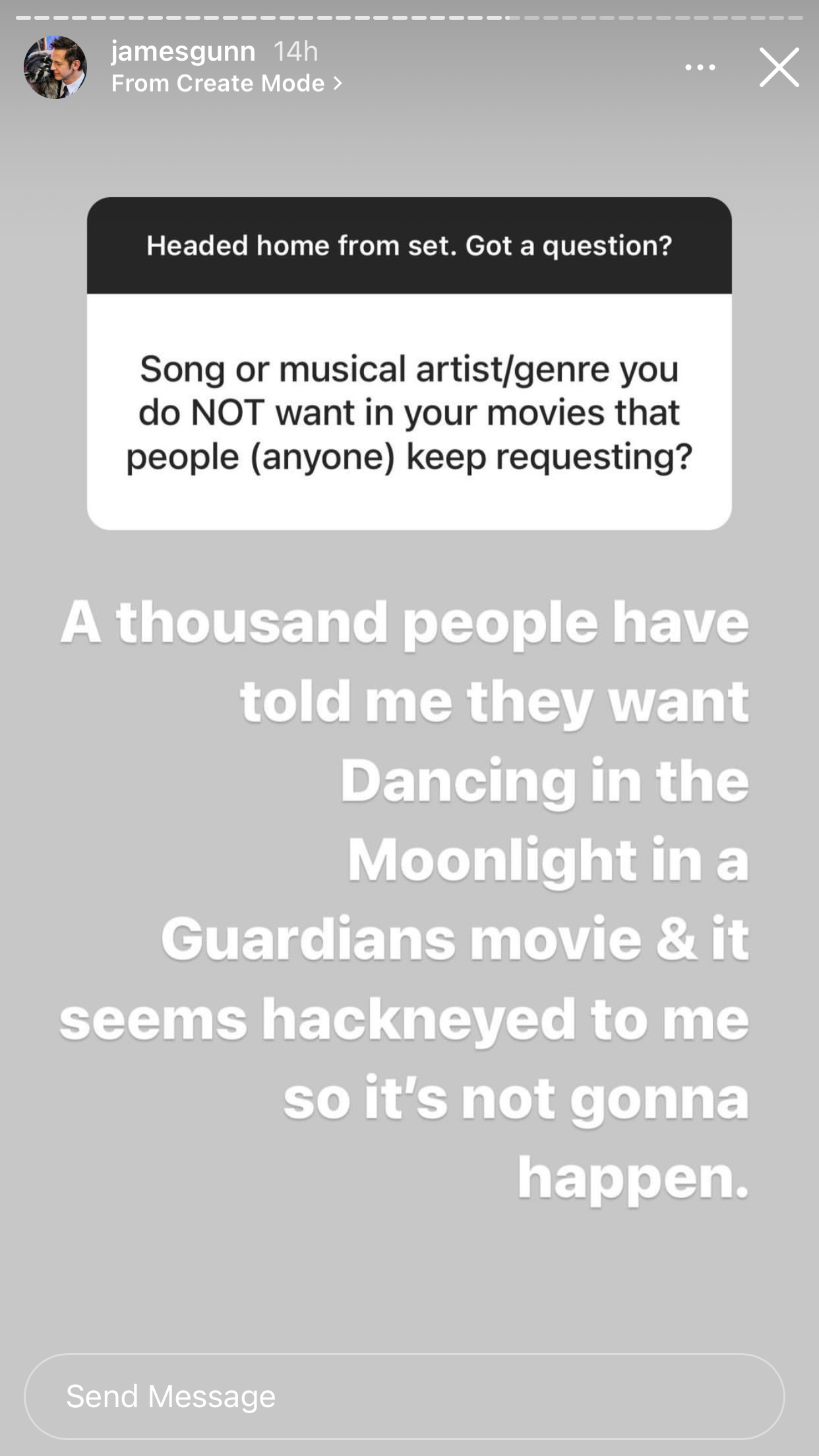 James Gunn Instagram response
