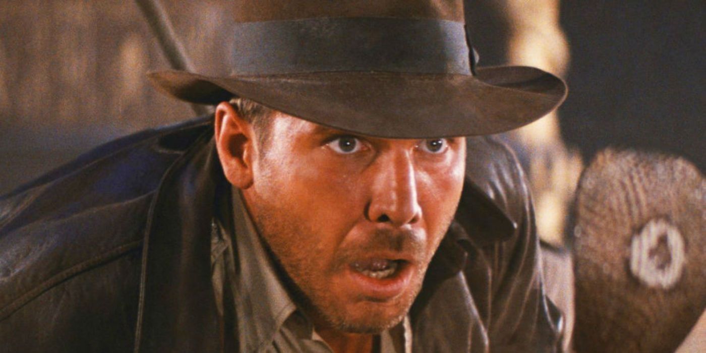 Indiana Jones facing a snake in Raiders of the Lost Ark