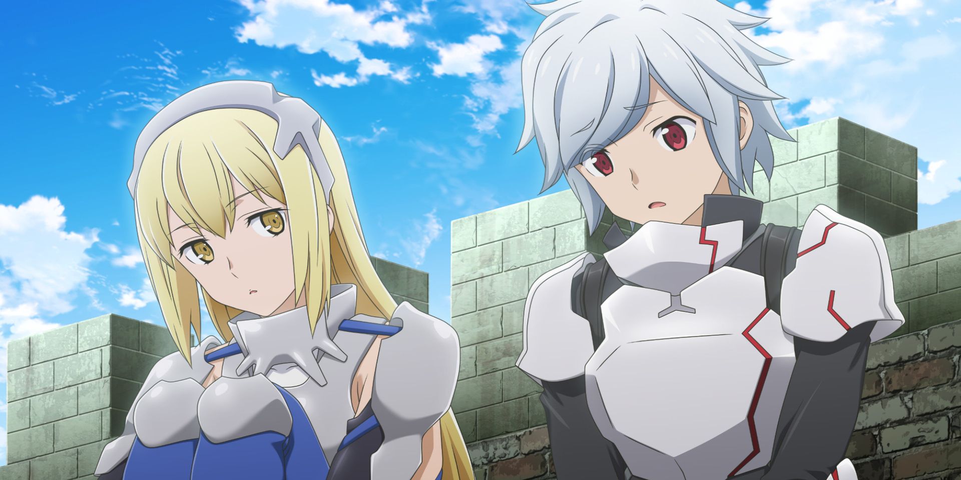 The main characters from the anime series Is It Wrong To Try To Pick Up Girls In A Dungeon.