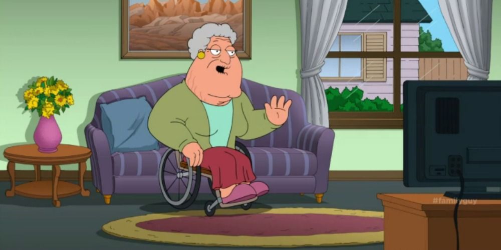 Still of Joe Swanson's mother from Family Guy.