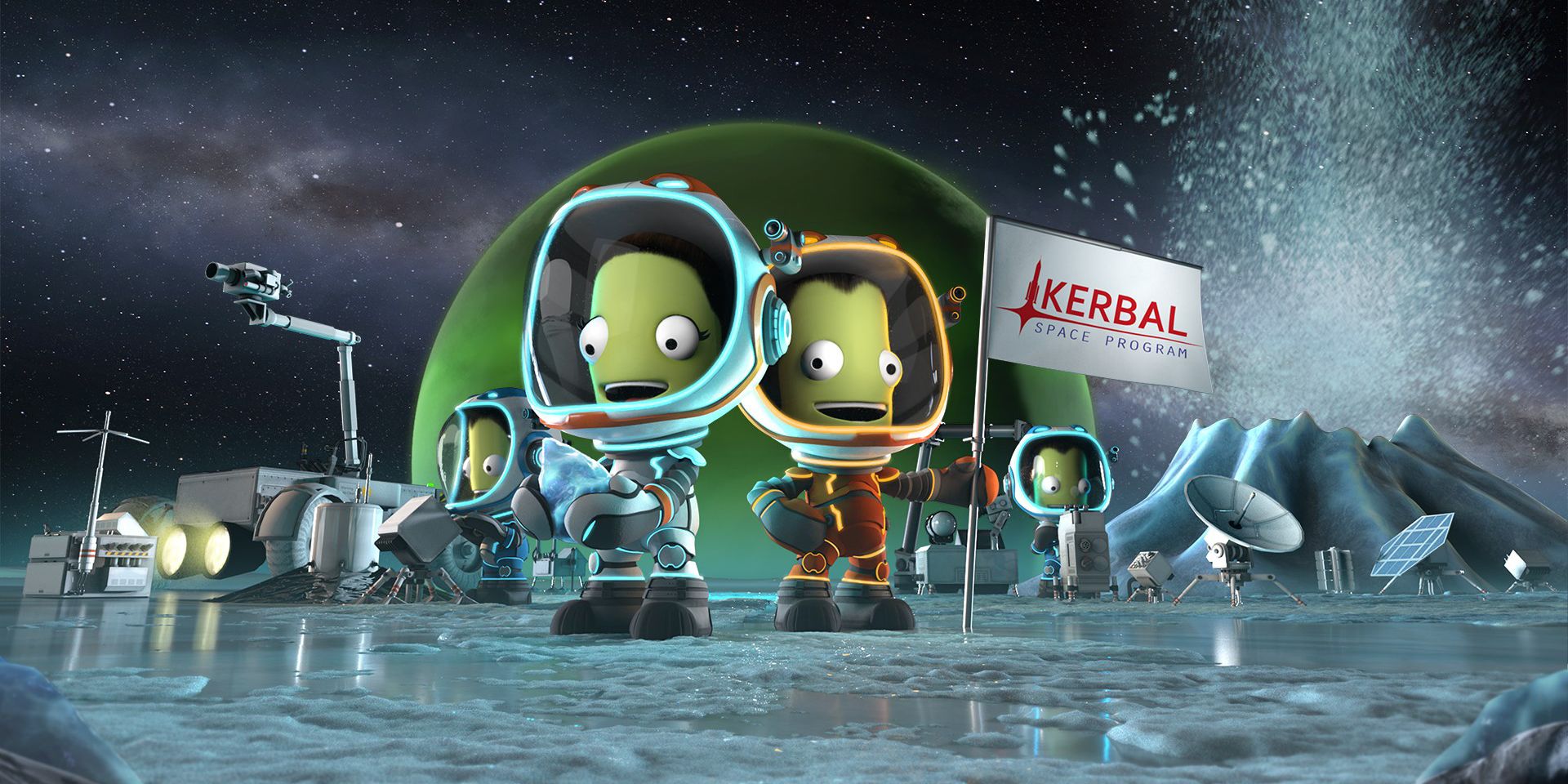 Aliens wearing astronaut suits in the trailer for Kerbal Space Program 2.