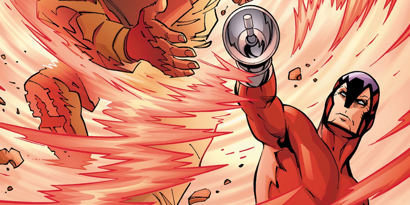 Klaw firing his sound blast in Marvel Comics.