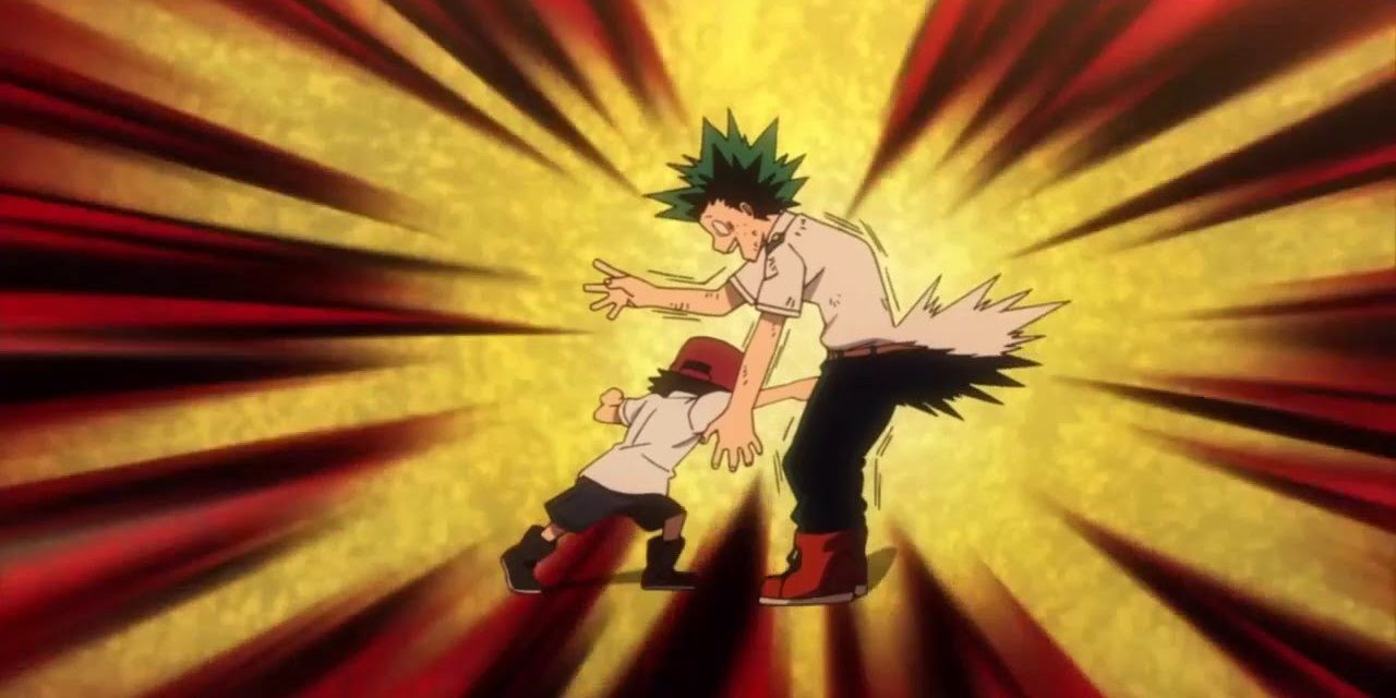 Kota Punches Deku in the My Hero Academia anime.