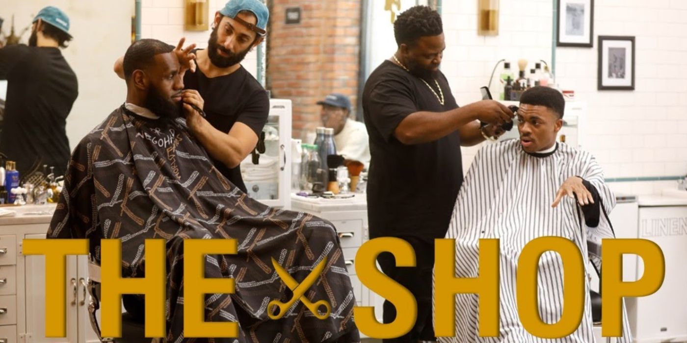 LeBron James gets a haircut in The Shop