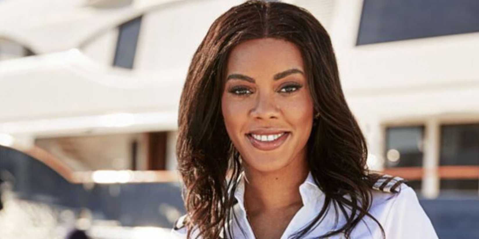 Lexi Wilson from Below Deck Med season 6 wearing crew member uniform at marina