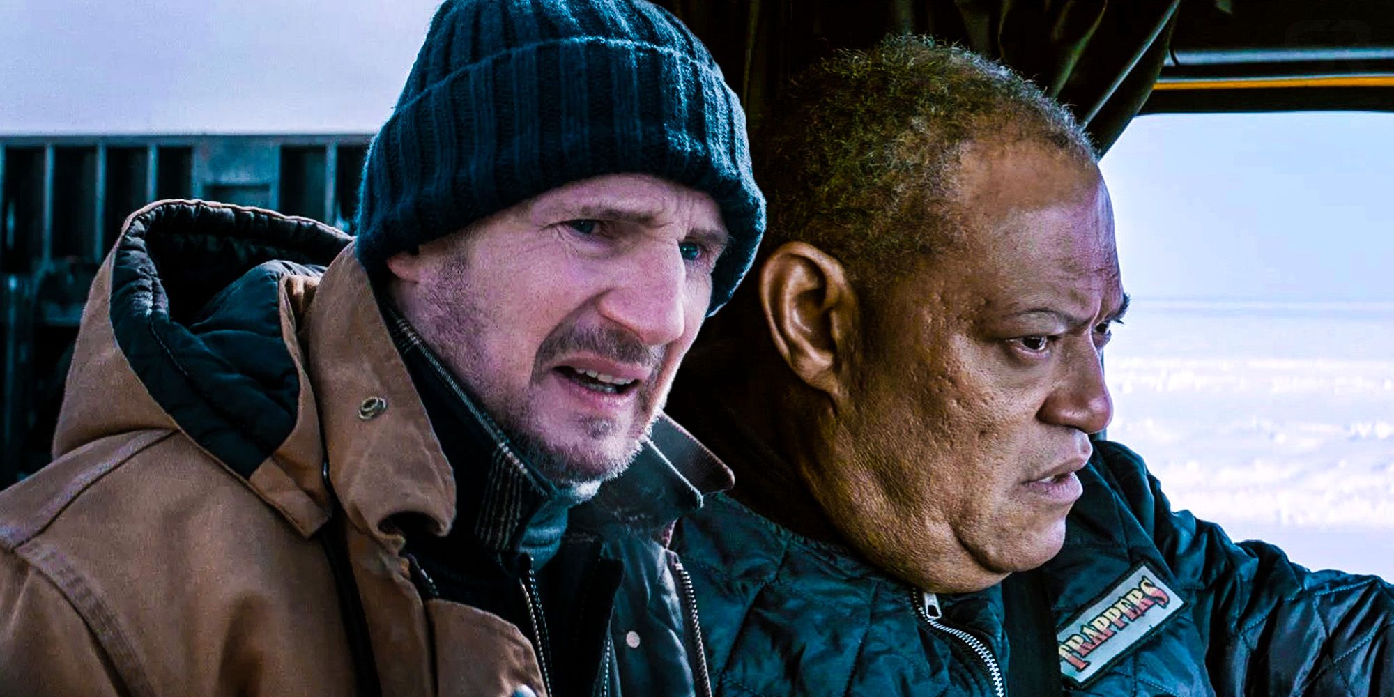Liam Neeson & Laurence Fishburne in the Ice Road