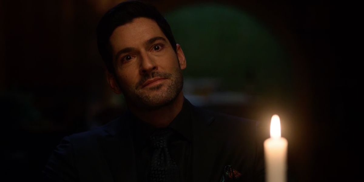 Lucifer at family dinner with candlelight in Lucifer 