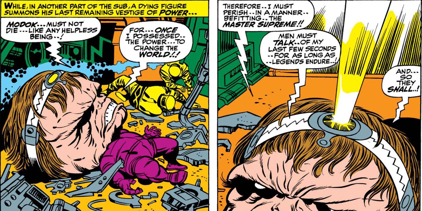MODOK lying on the floor out of his chair.