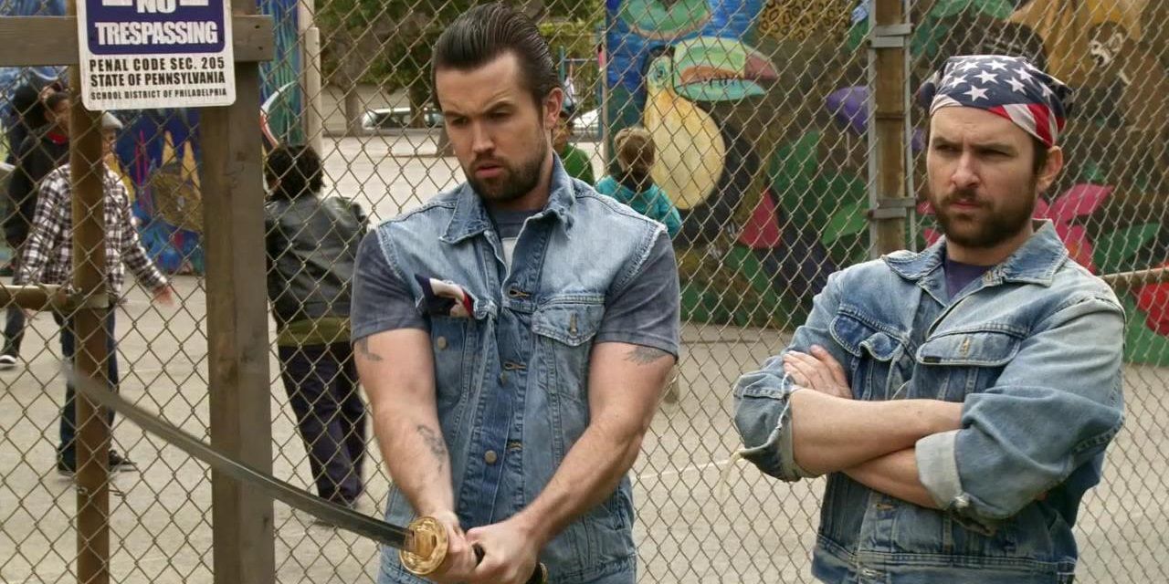 Mac and Charlie at a high school in It's Always Sunny
