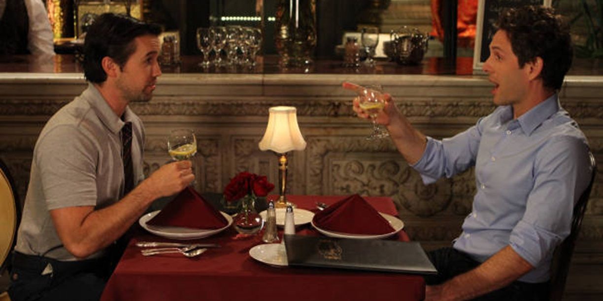 Mac and Dennis dining out in It's Always Sunny in Philadelphia.